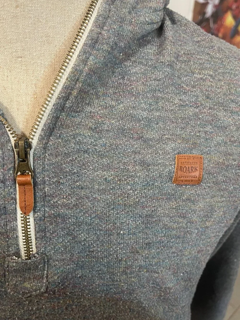 Roark Gray & Multicolor 1/4 Zip Sweater‎ _ Large_ Fall Outdoor Gorpcore